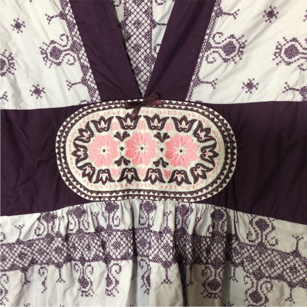 Odd Molly Purple Embroidered V-Neck Women’s Dress - Picture 3 of 11